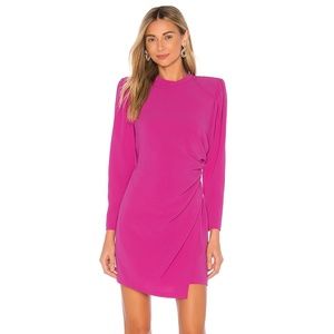 A.L.C. Pink Jane Side Ruched Long Sleeved Dress